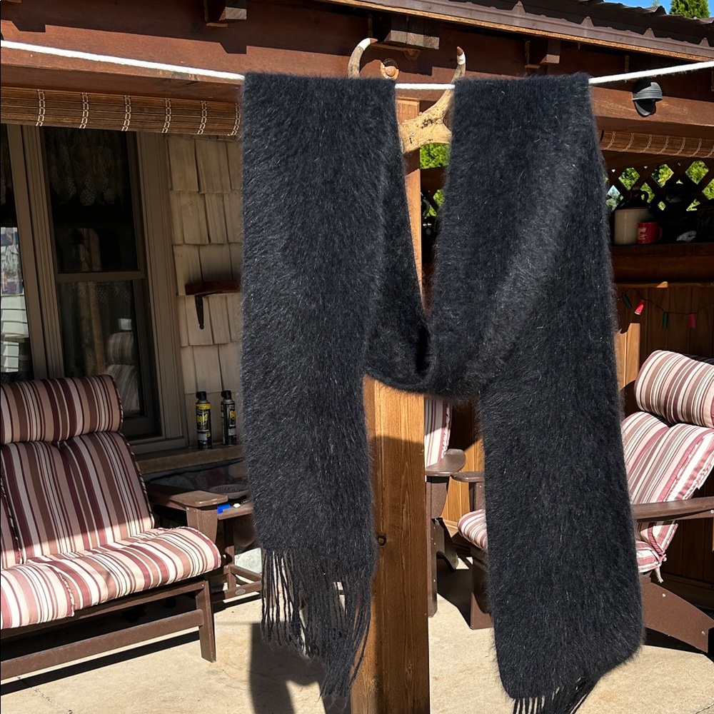 Luxurious Black Angora Scarf
